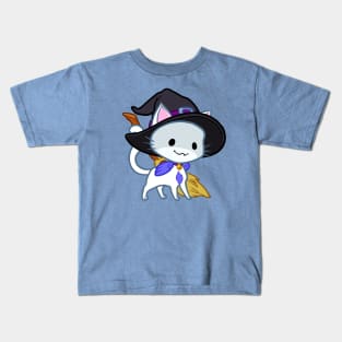 Halloween Chibi Winged Kitty - White Witch Cat Kids T-Shirt